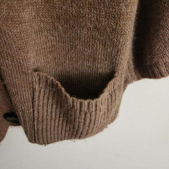 Classiques Entier Brown Alpaca Blend Button Front Poncho Cardigan Sweater Size S - Picture 5 of 7